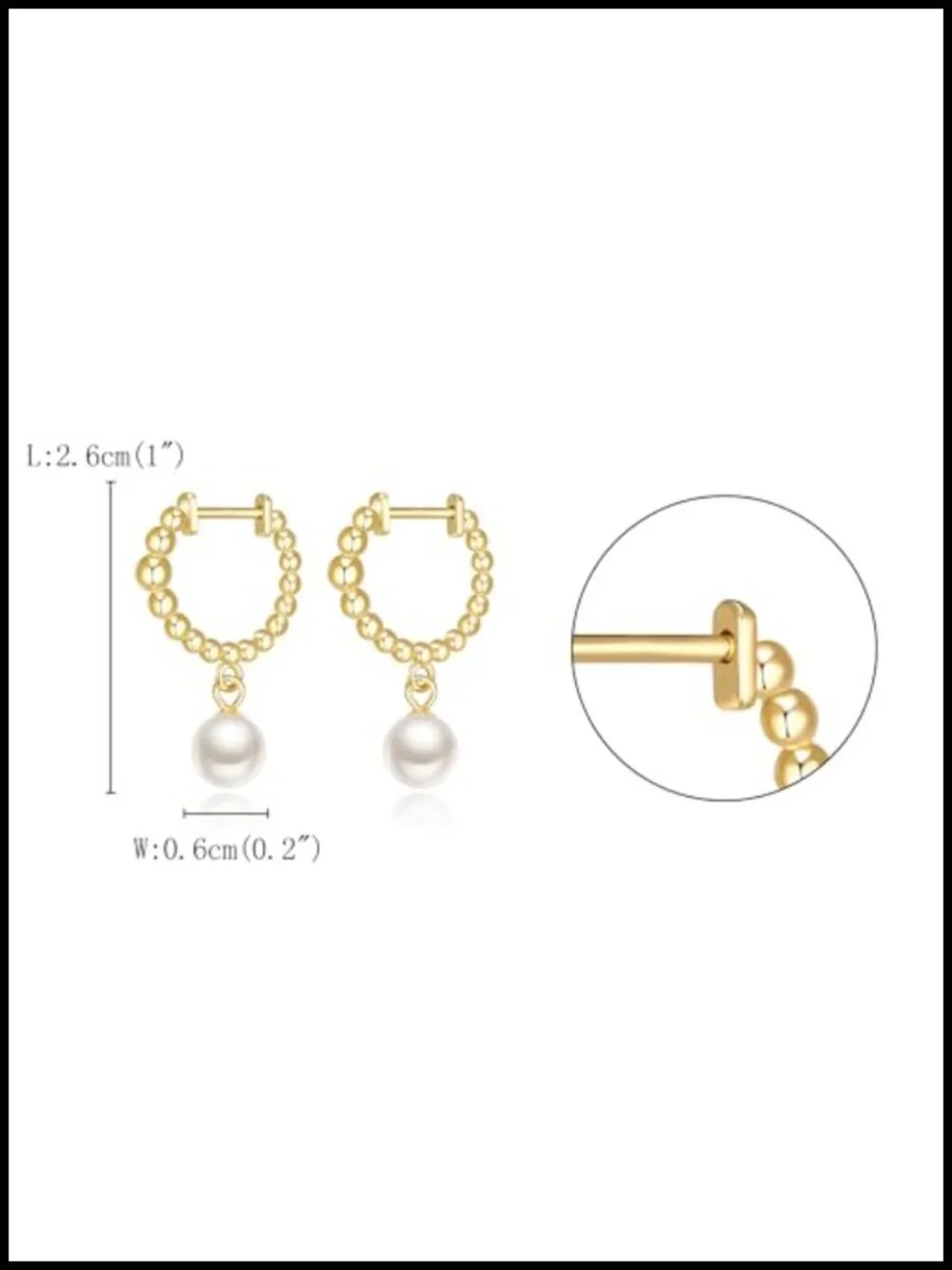 925 Sterling Silver Pearl Huggie Hoop Earrings Women Hypoallergenic Dangle